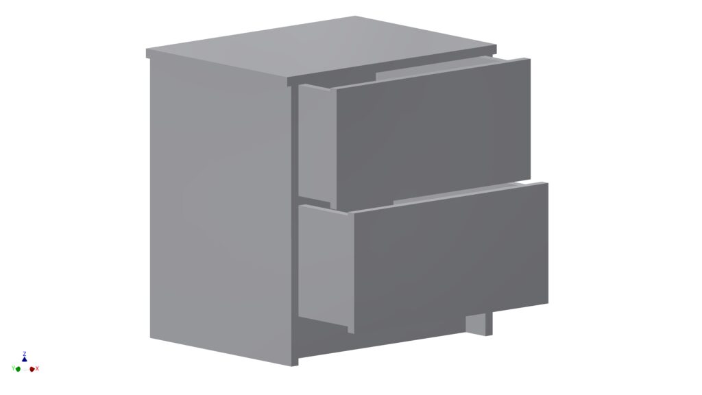 Drawing of Bedside Unit 2 Drawers Added