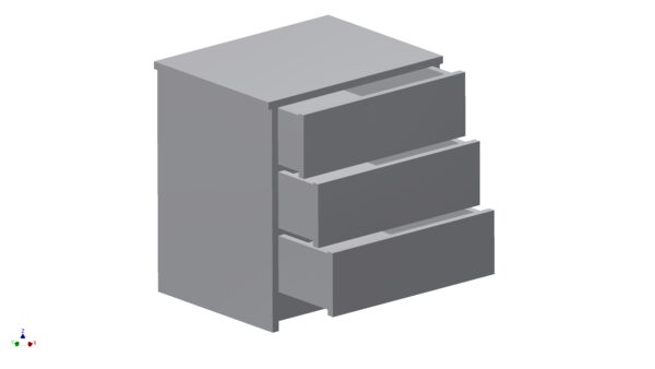 Drawing of Bedside Unit with 3 Drawers