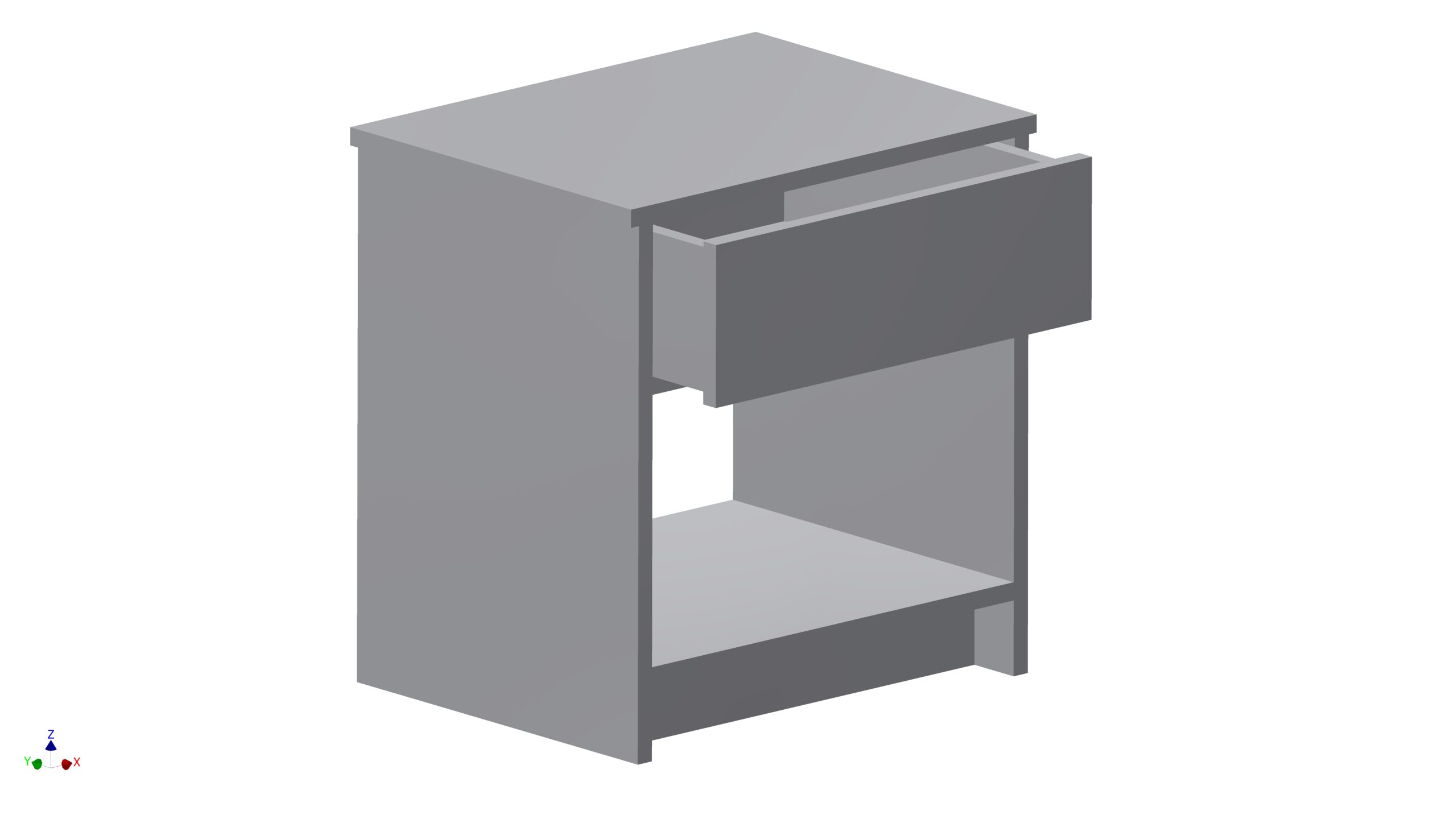 Drawing of Bedside Unit with Top Drawer