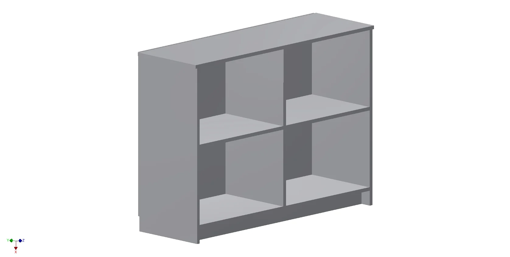 Drawing of Double Bookcase with 2 Shelves