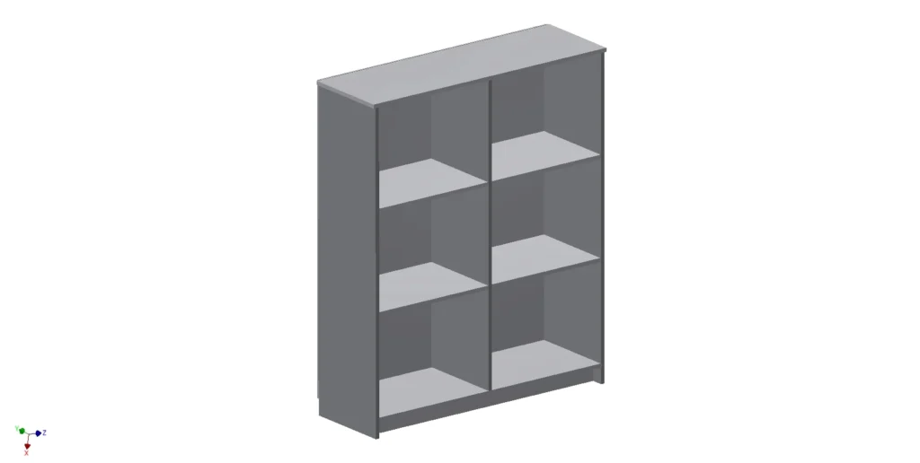 Drawing of Double Bookcase with 4 Shelves