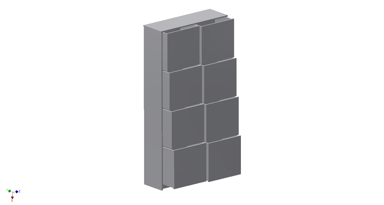 Drawing of Double Drawer Unit 8 Drawers