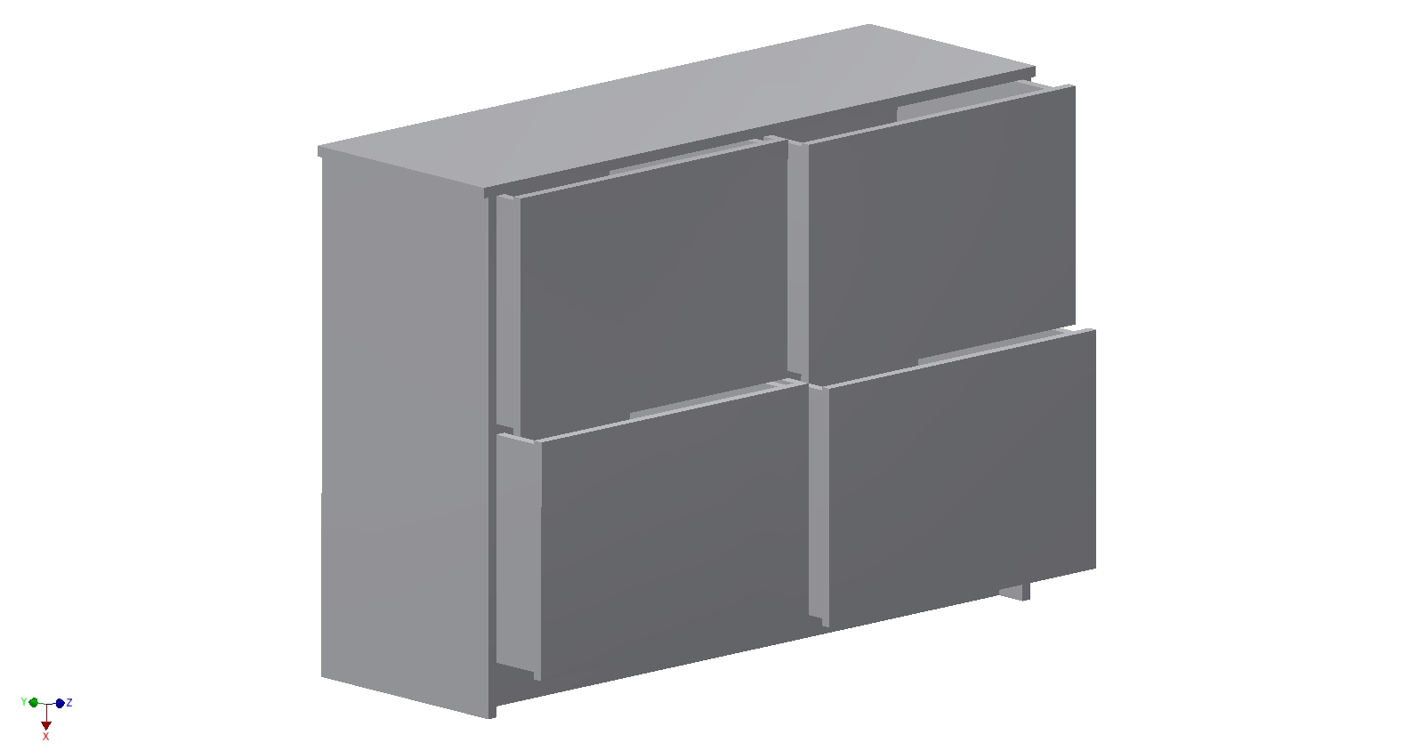 Drawing of Double Drawer unit 4 Drawers