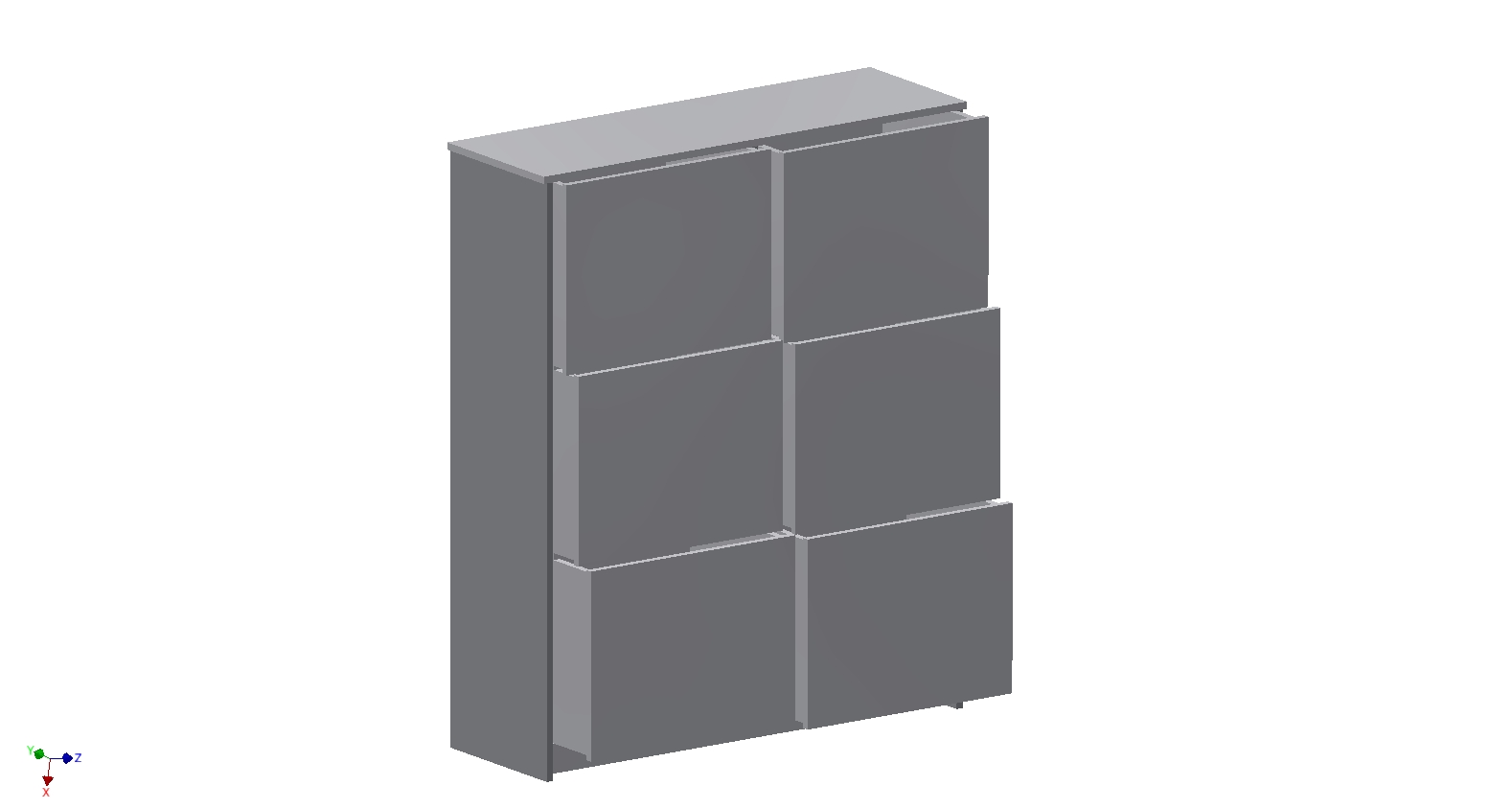 Drawing of Double Drawer Unit 6 Drawers