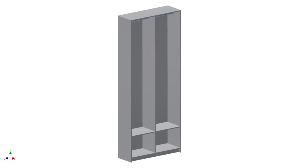 Drawing of Double Single Shelve Hanging Rail High Wardrobe
