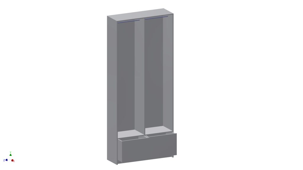 Drawing of Double Wardrobe Single Drawer