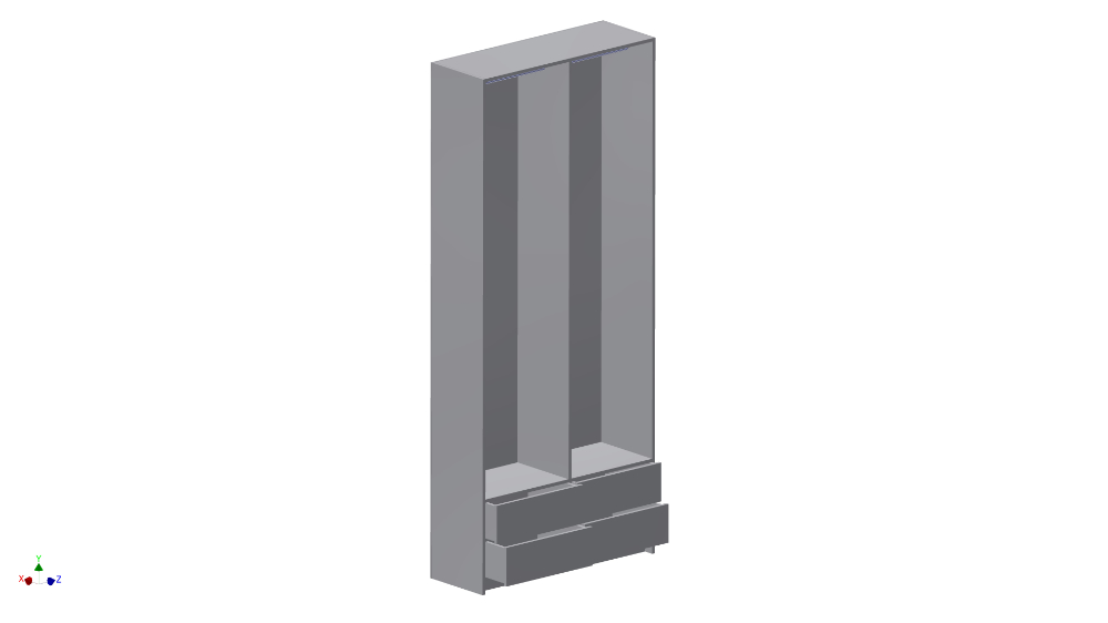 Drawing of Double Wardrobe With 2 Drawers