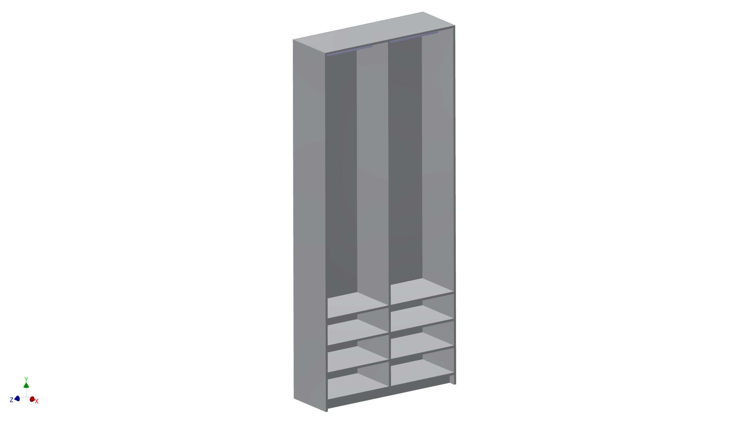 Drawing of Double Wardrobe With 6 Shelves