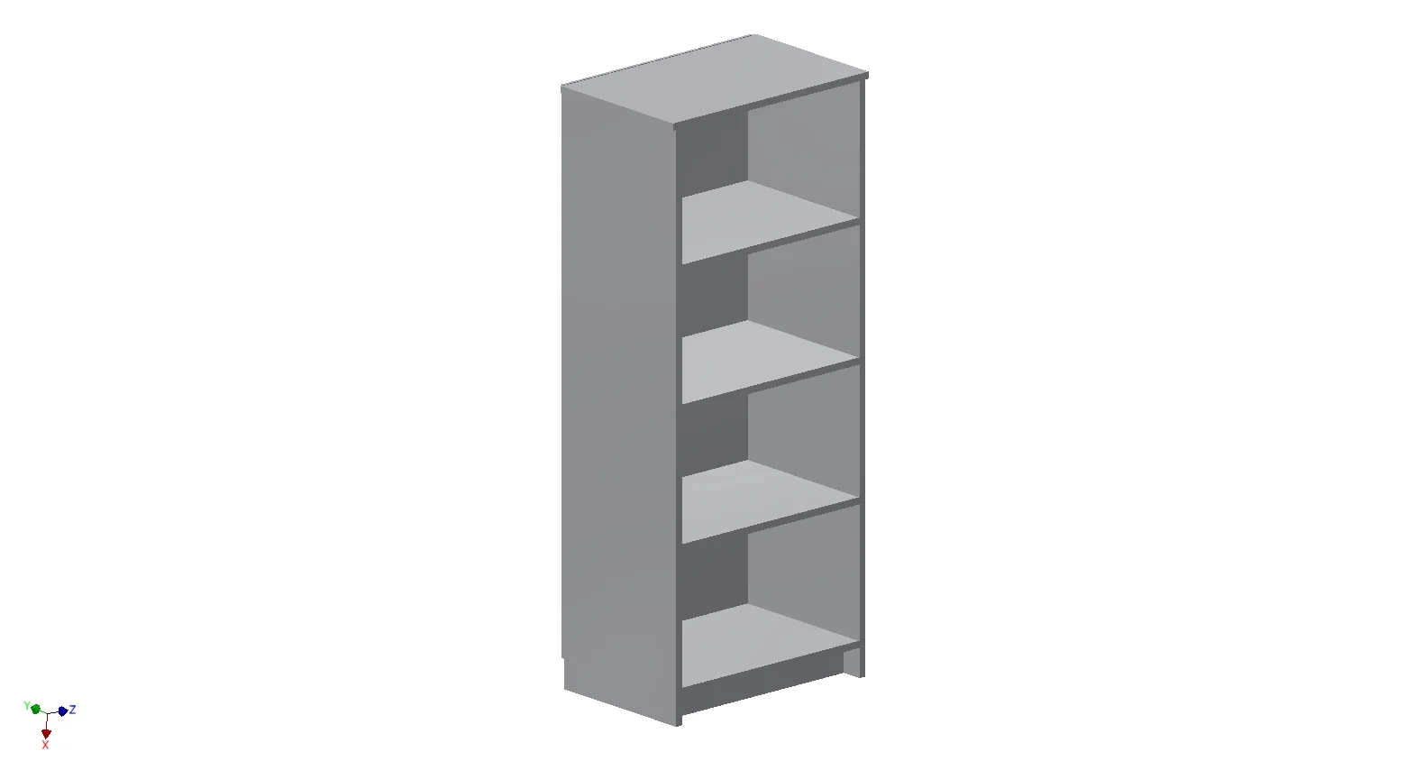 Drawing of Single Bookcase with 3 Shelf