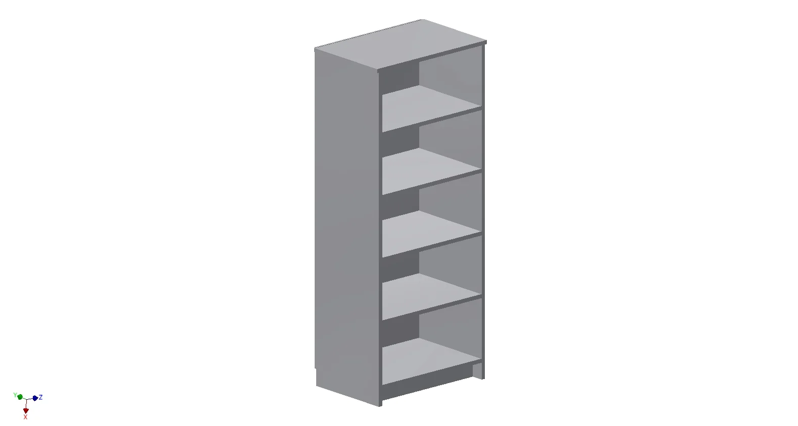 Drawing of Single Bookcase with 4 Shelf