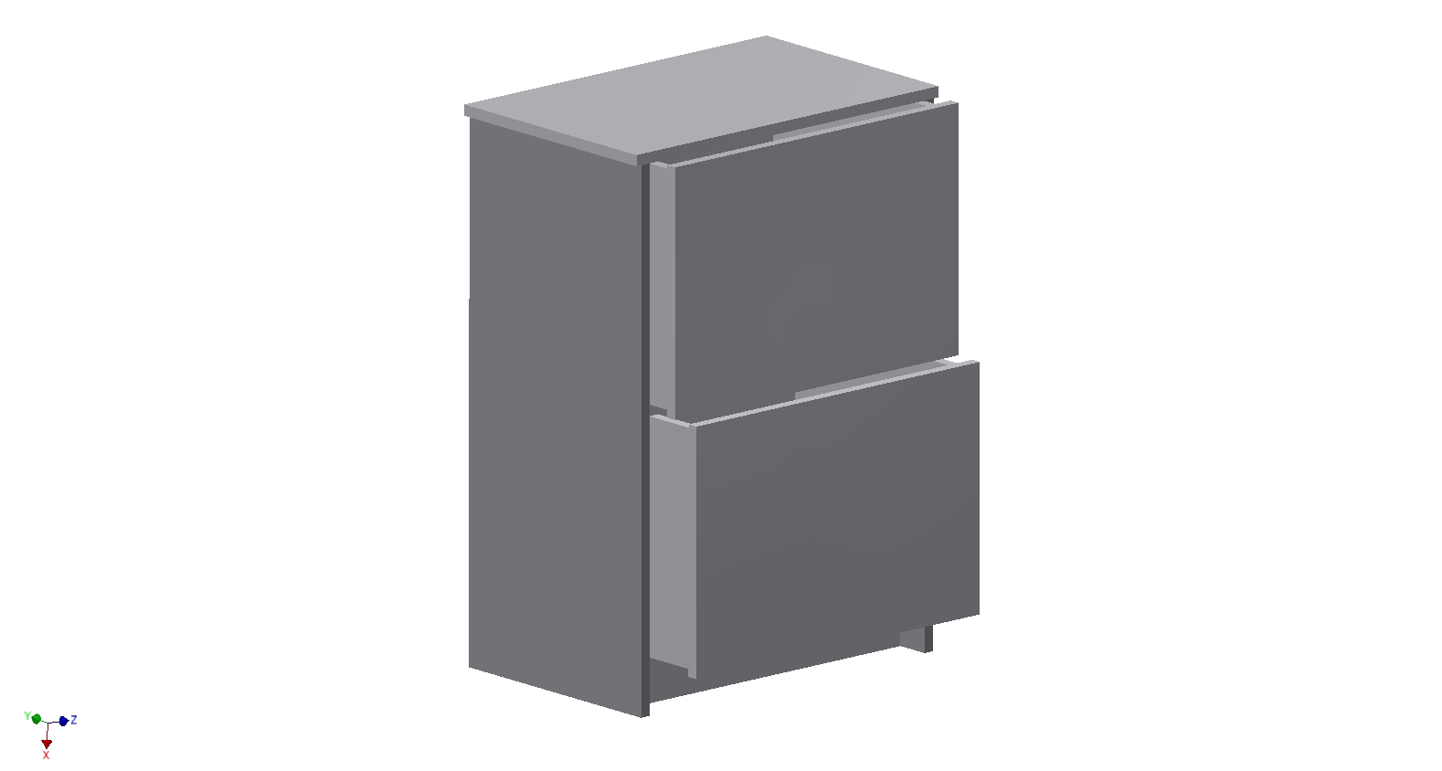 Drawing of Single Drawer Unit with 2 Drawers