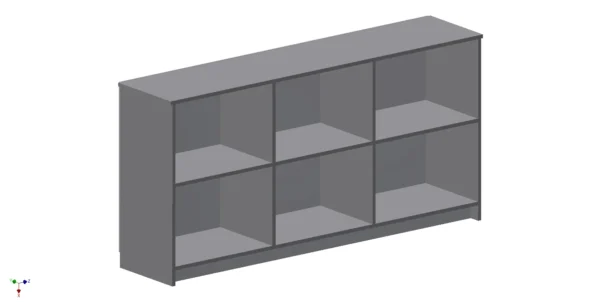 Drawing of Triple Bookcase with 3 Shelves