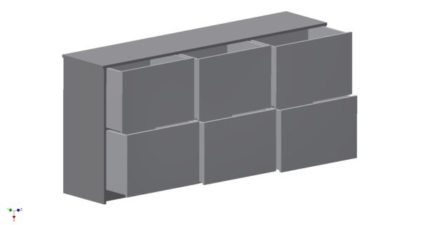 Drawing of Triple Drawer Unit with 6 Drawers
